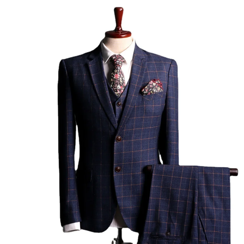 (10) Customized Men's Suit, Slim Business Wedding Dress Three-piece Set