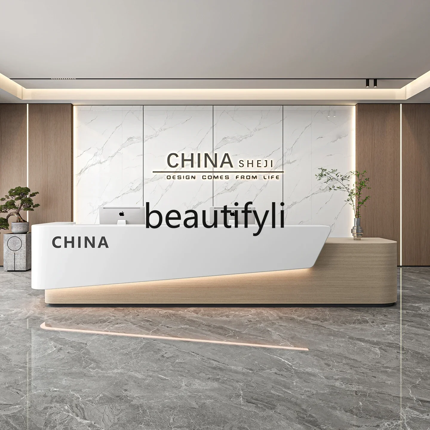 C45 Simple company reception desk hotel lobby service front desk office bar checkout page