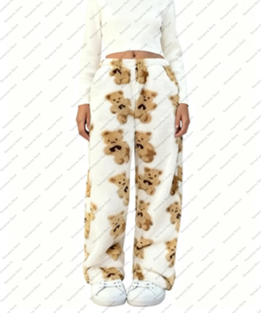 عالية الجودة الخريف والشتاء المرأة الفانيلا السراويل النوم غير رسمية مع مرونة الخصر ليوبارد طباعة النوم السراويل المنزل السراويل