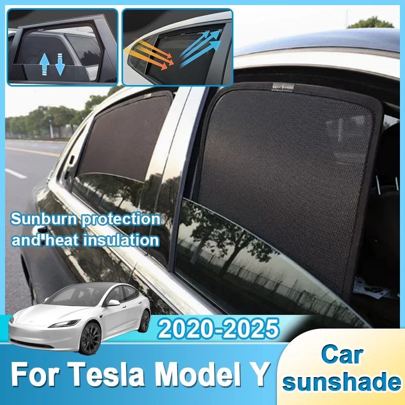 

For Tesla Model Y 2020 2021 2022 2023 2024 2025 Magnetic Sunshield Mesh Sunshade Sun Visor Protection Anti UV Auto Accessories