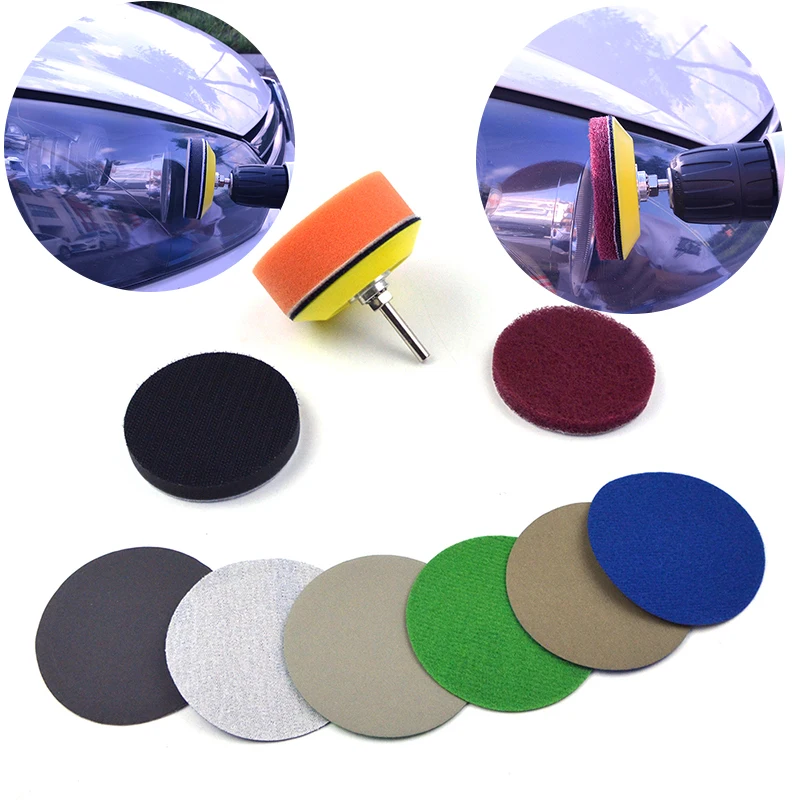 Waterproof Sandpaper Kit Sponge Pad Scouring Cloth Cushion Polishing Grinding Automotive Headlight Abrasive Sanding Discs