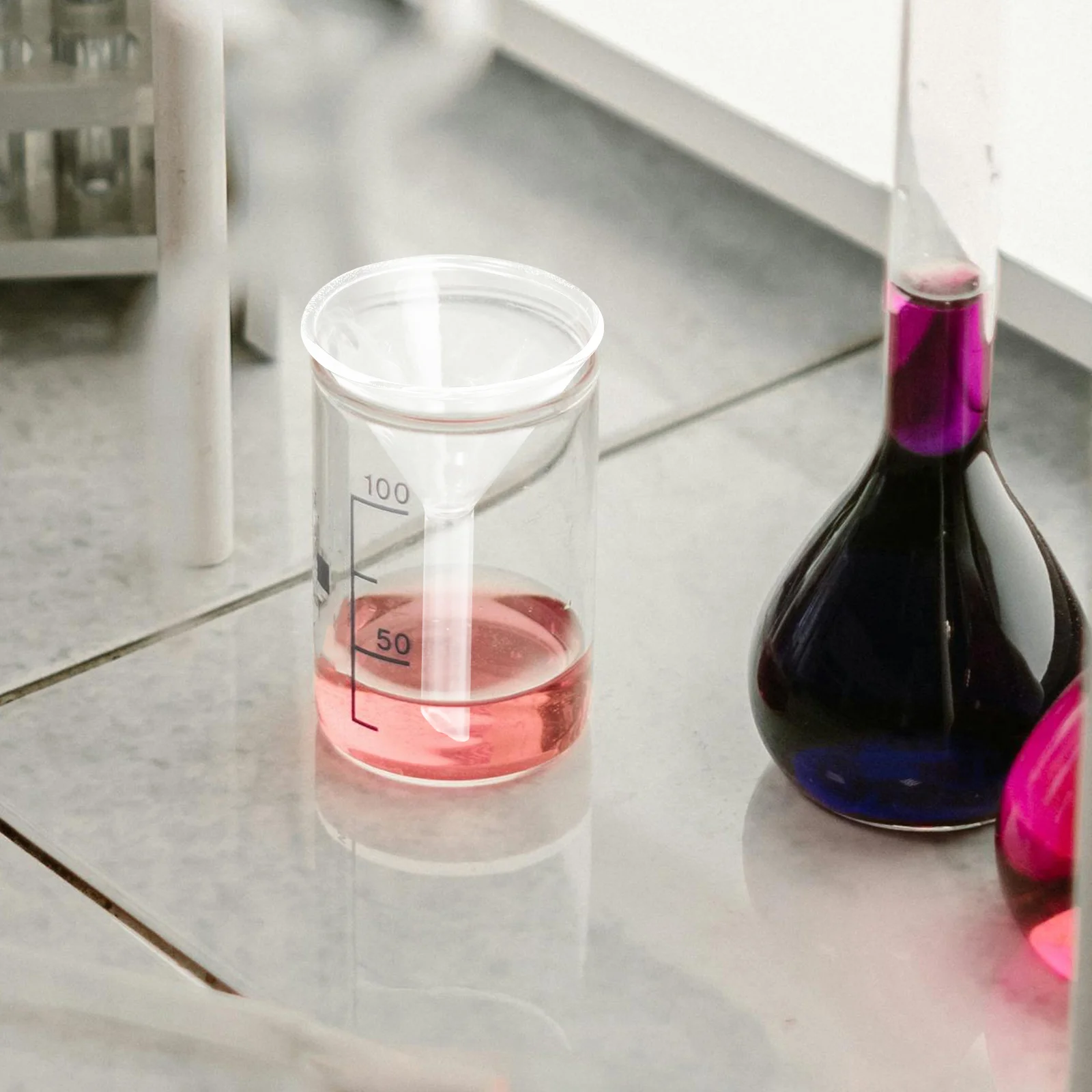 3 Pcs Glass Funnel Wide Mouth Filter Clear Scientific Filling Funnels Laboratory Transparent