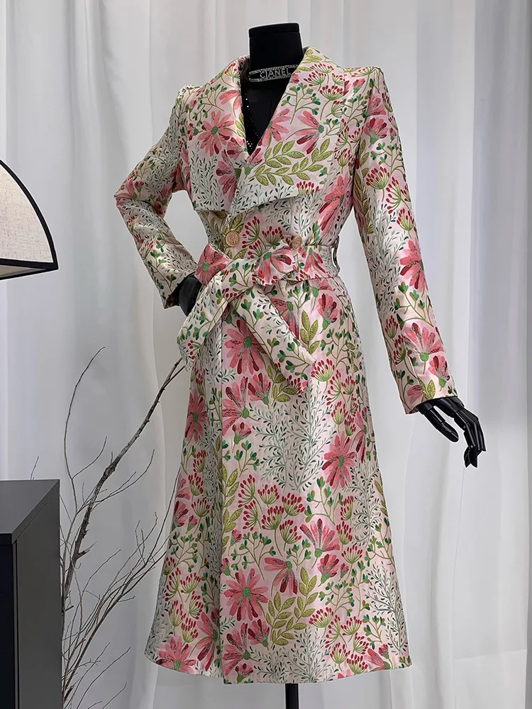 

Ele Korean Sle Embroidered Slim Fit Coat Spring Autumn New Retro Ethnic Windbreaker Women's High Quali Faionable Ja...