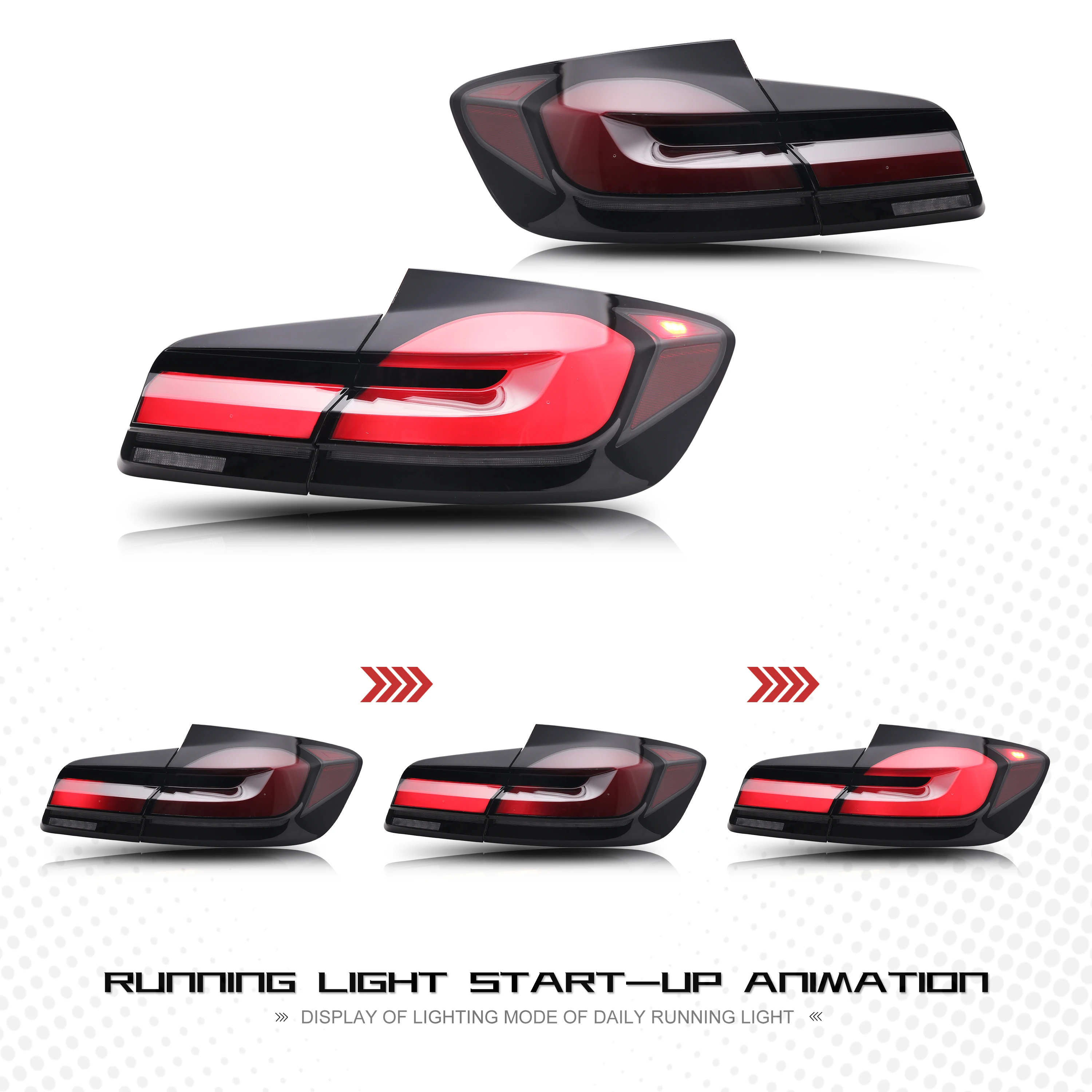 أضواء خلفية LED لسيارات BMW 5-Series 2011-2016 F10 M5 525 528 530 الرسوم المتحركة الديناميكية متتابعة بدوره إشارة مجموعة المصابيح الخلفية #4