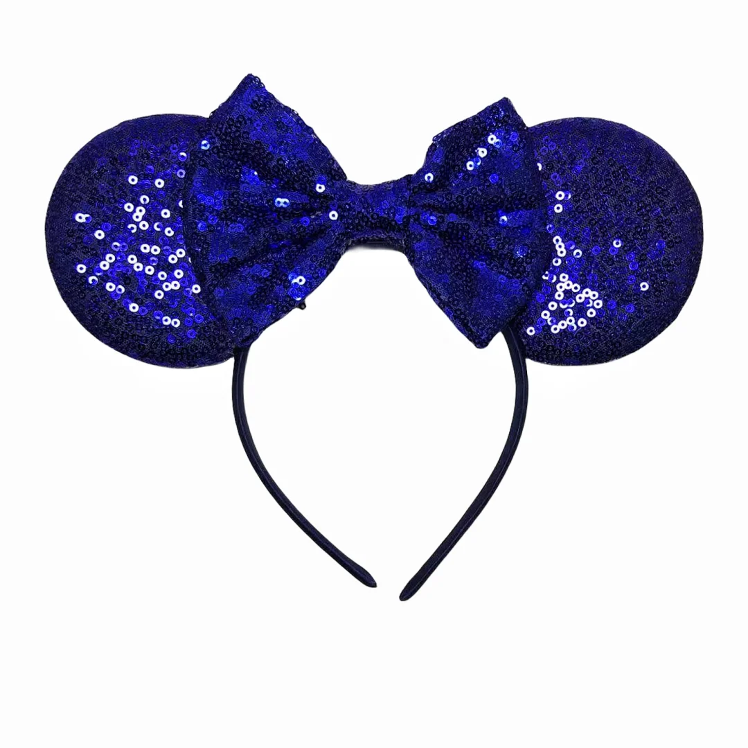 New Style Mouse Royal Blue Ears Headband Sequin Bows Girl Adult Kids Party Cosplay Hair Accessories Princess Hairband