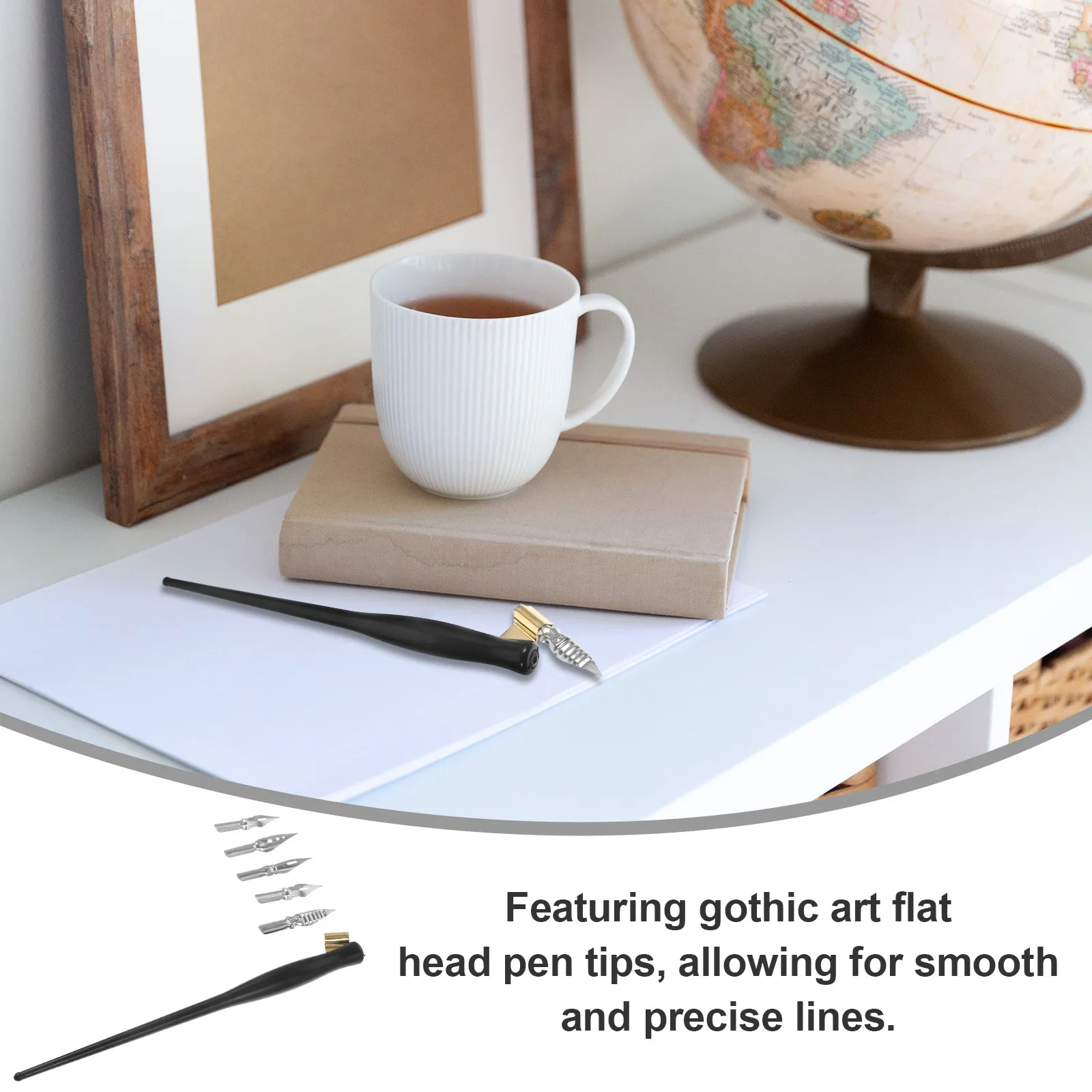 1Set Exquisite Dip Pen Set Gothic Flat Nibs Bent Tip Irregular Rod for Calligraphy Masking Fluid Drawing Practice