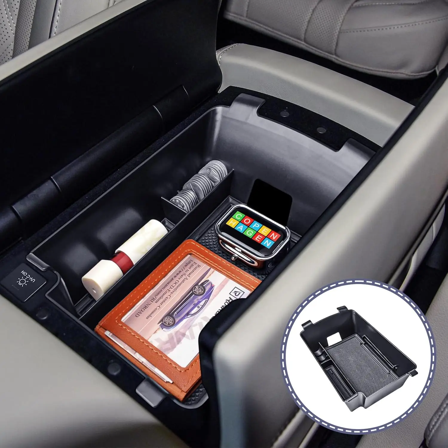 

Tucknbox Center Console Rear Seat Organizer Tray For Genesis GV80 2025 Accessories Middle Console Organizer Armrest Storage Box