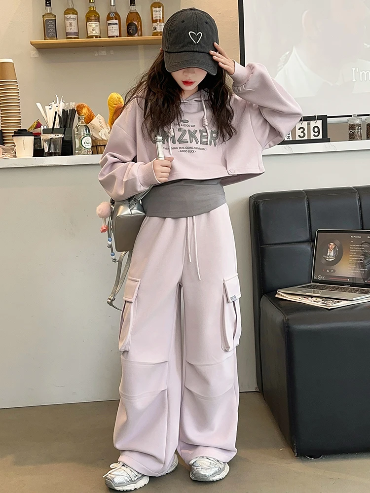 Girls' Autumn Hat Set 2024 New Style Middle School Girls' Fashionable Workwear Clothes Spring Autumn Seasonal Outfits