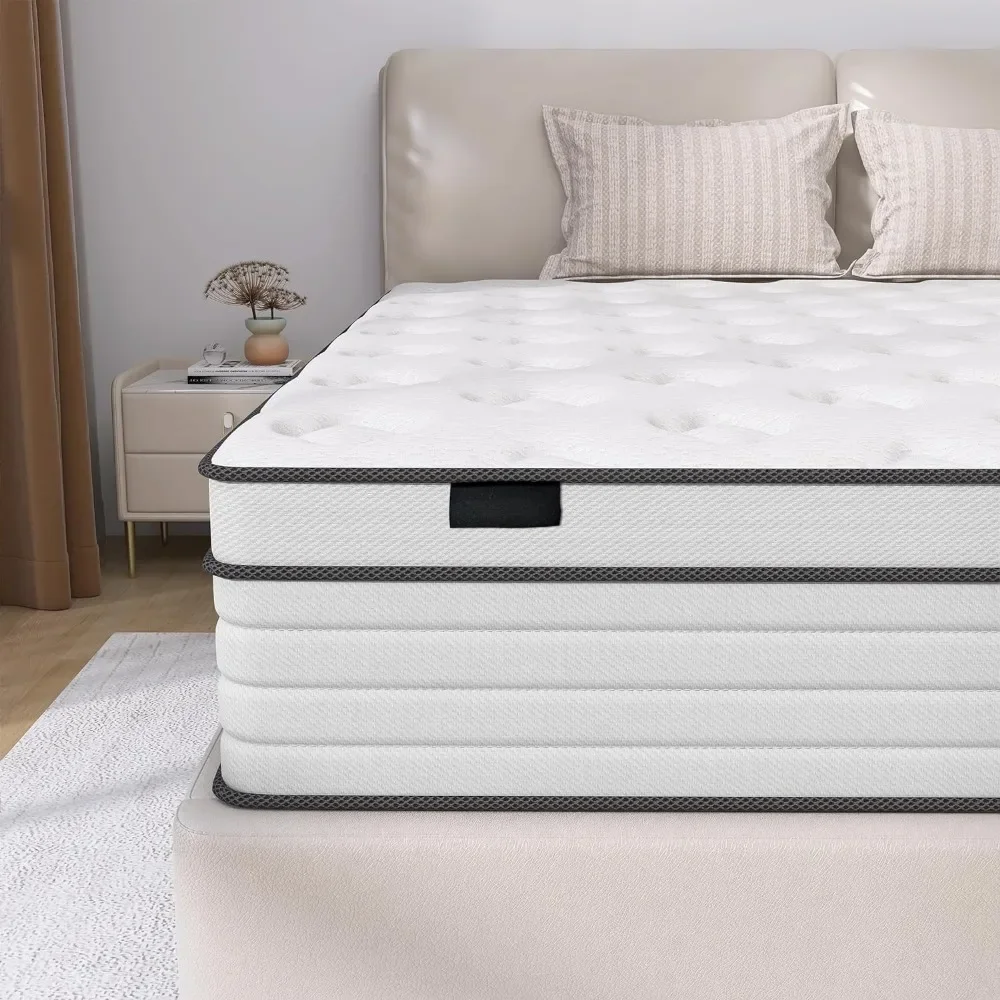 12 Inch Medium Firm Full Mattress,Hybrid Mattress Independent Pocket Spring Mattress High Permeability Skin-Friendly,Mattress