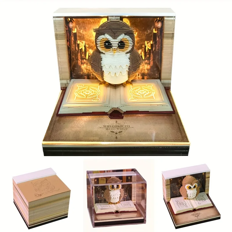 Magic Academy 2026 Owl Calendar,3D Paper Art Tear-Off Notepad for Desk,Creative DIY Planning & Daily Organizer,Home Office Decor