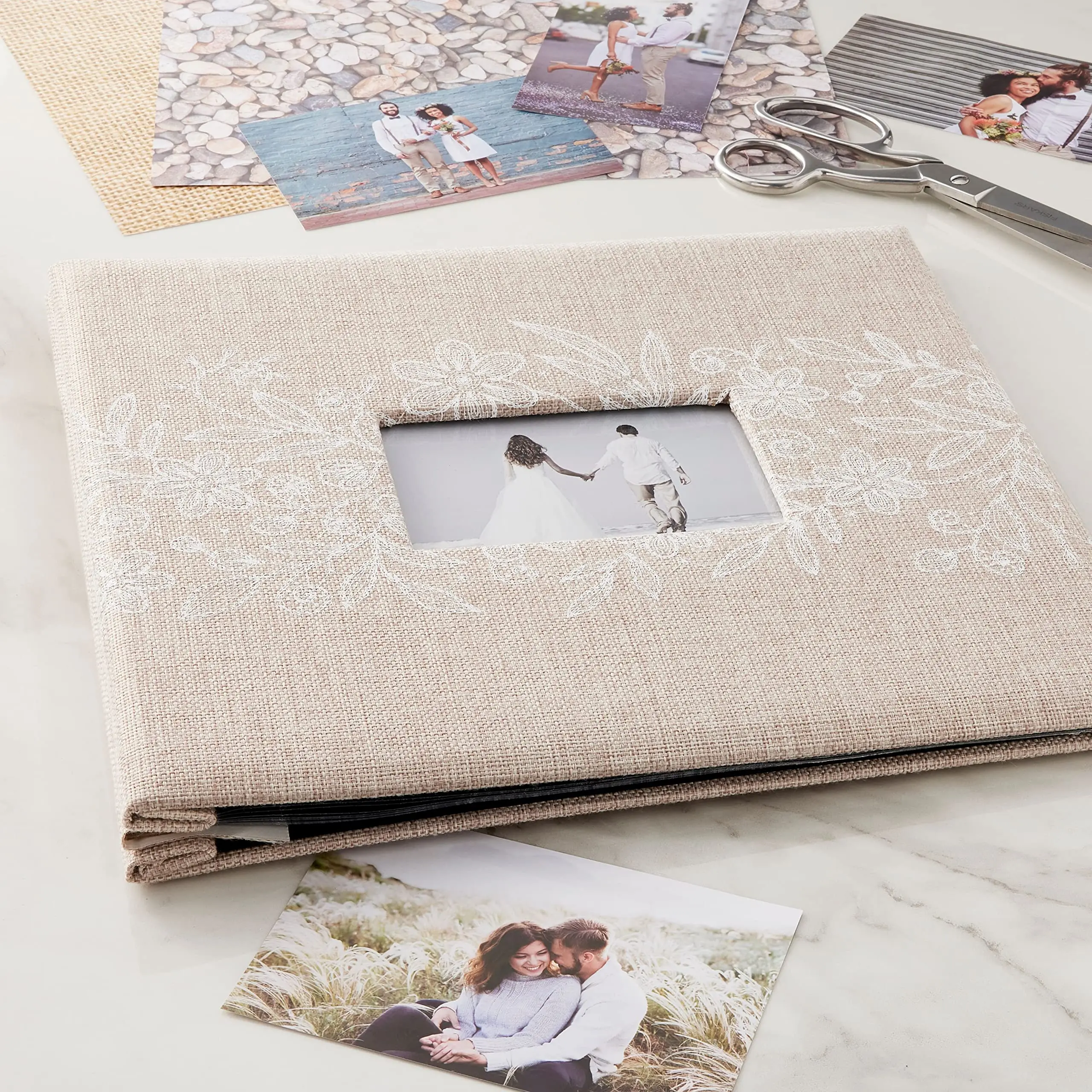 Floral Burlap Scrapbook Album, 6 Pack