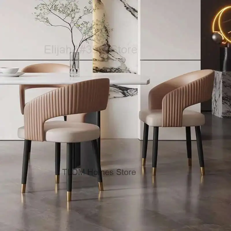 

European Luxury Dining Chairs Waiting Ergonomic Bedroom Hotel Leather Chairs Restaurant Balcony Office Cadeira Home Furniture