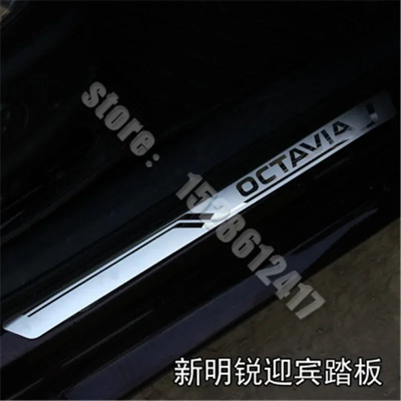 Stainless Chrome Car Door Sill Kick Scuff Plate Protector Trim Cover Guard For Skoda Octavia 4 A5 A7 A8 2014-2019 2020 2021~2023