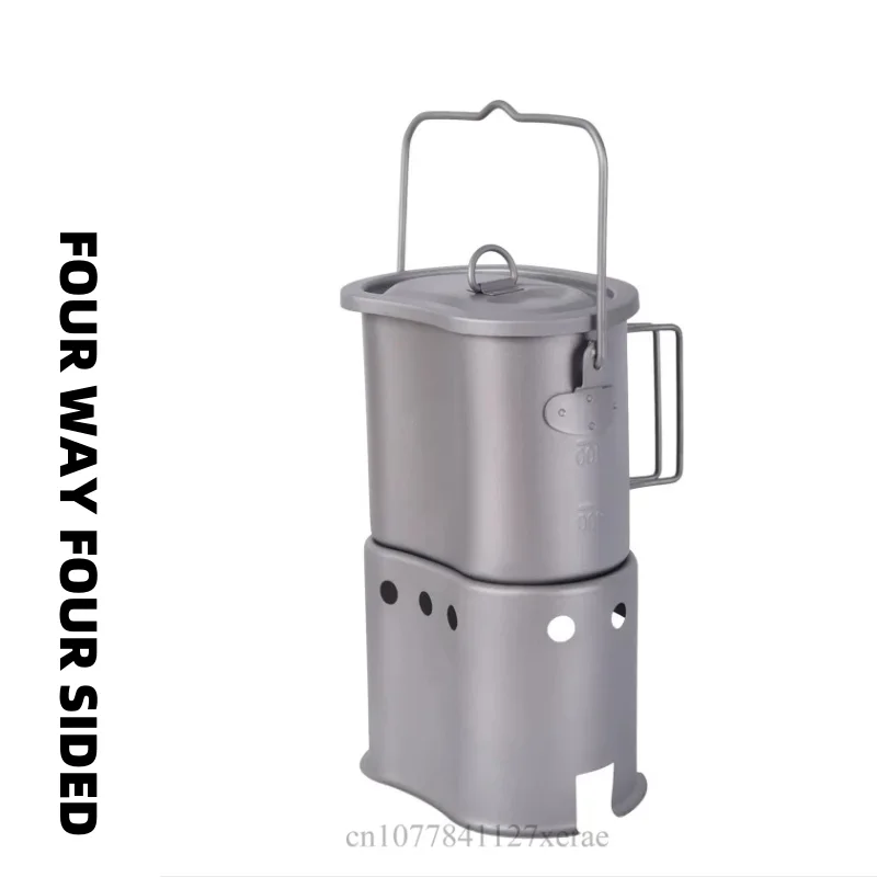 

Набор котлов разделенного типа из чистого титана, многофункциональная дровяная угольная печь для кемпинга на открытом воздухе, сверхлегкая портативная плита