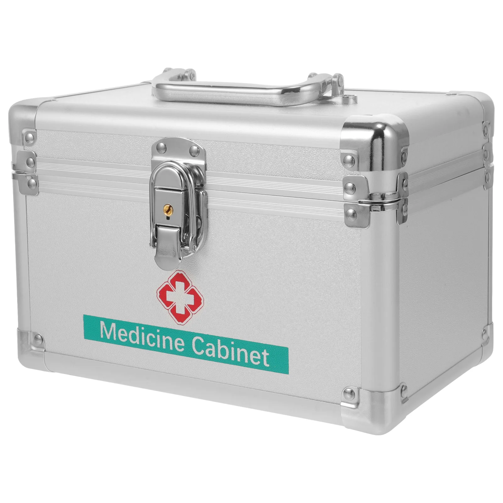 Aluminum Alloy Medicine Chest First Aid Kit Case Handle Portable Storage Box for Home Office Travel Camping Picnics