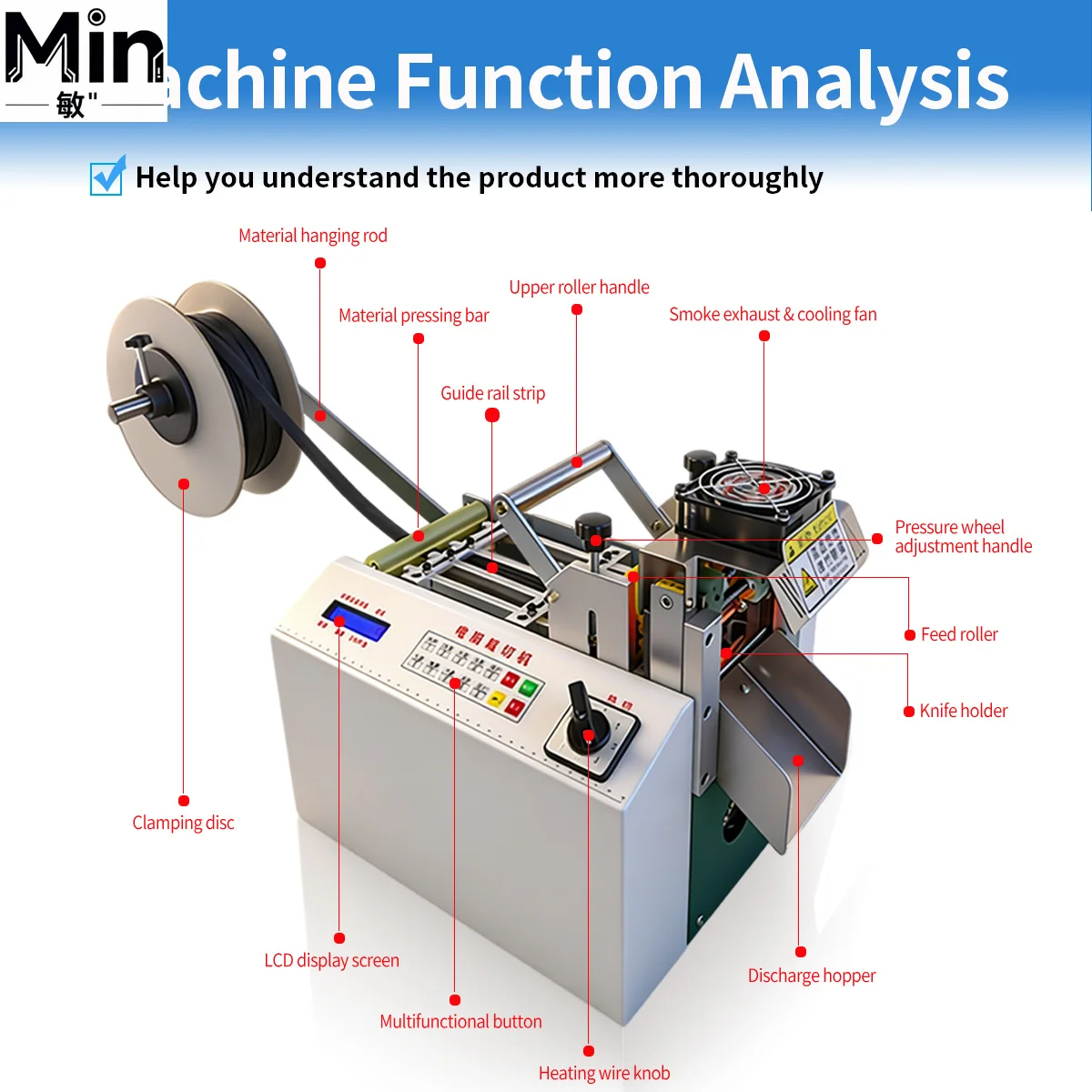 Microcomputer Automatic Hot  for Webbing Braided Heat Shrink Sleeving Nylon Rope Elastic Band Cutter