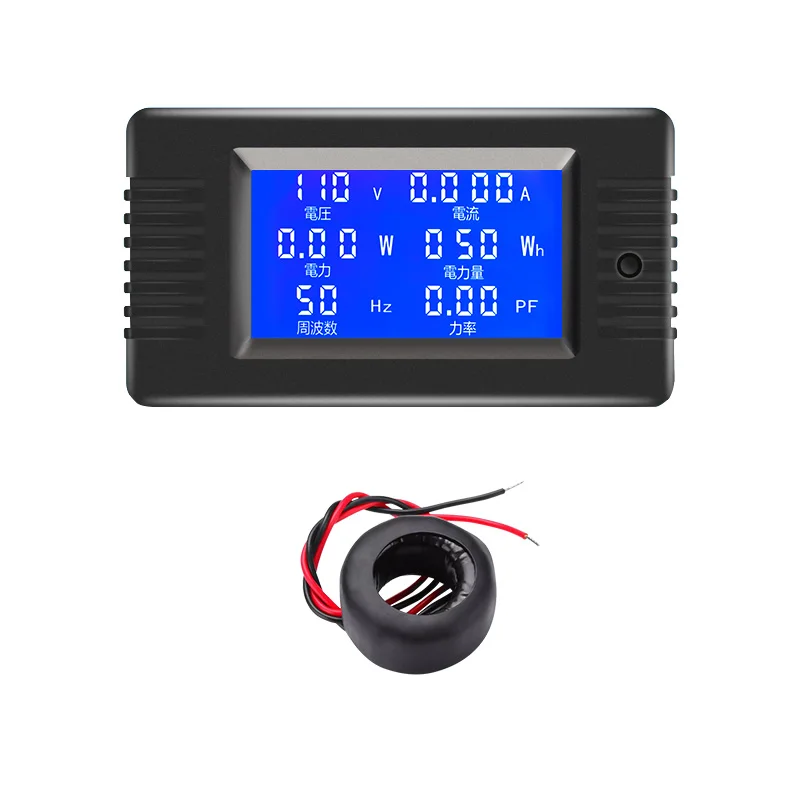 Peacefair 6in1 220V 100A AC Single Phase Digital Panel Amp Volt Current Meter Watt Kwh Power Factor Energy Meter With Coil CT