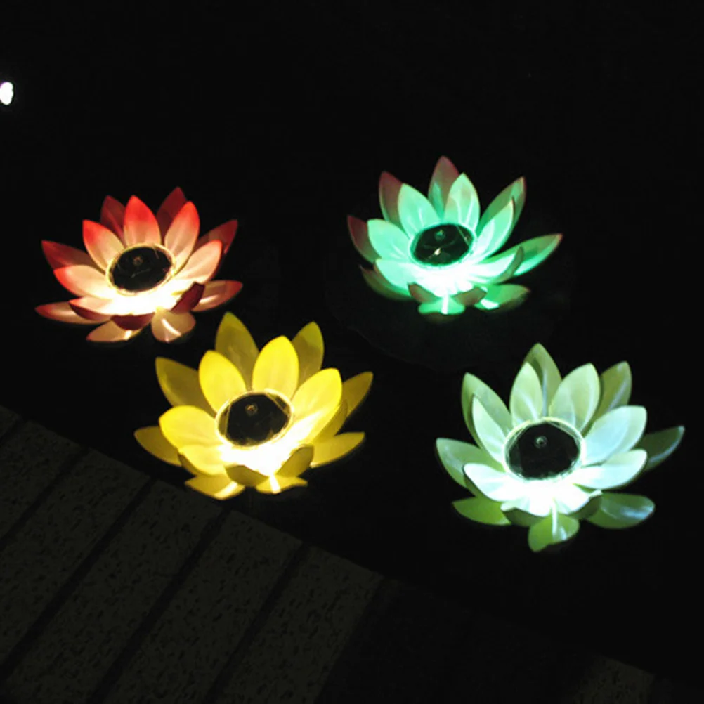

4Pcs Solar Powered Lotus Lights LED Decoration for Outdoor Pool Garden Waterproof Floating Flower Light Decorative Landscape