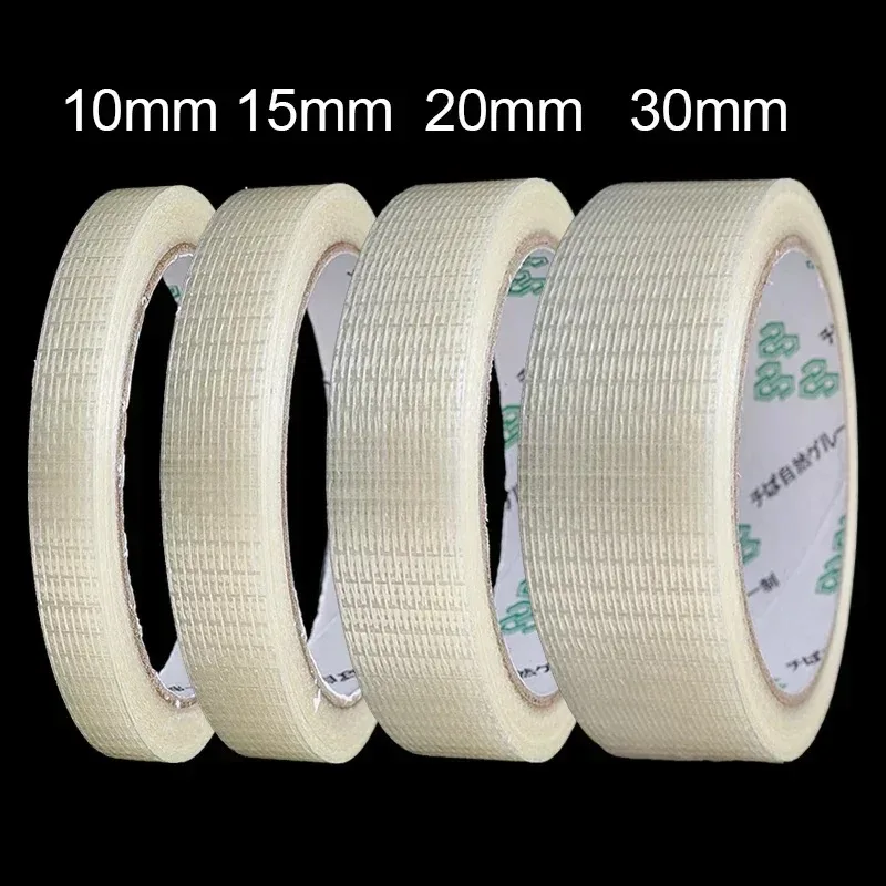 4/1Rolls Fiberglass Reinforced Strapping Tape for Electrical Refrigerator Clear Single-Sided Fiber Adhesive Tape Secure Sealing