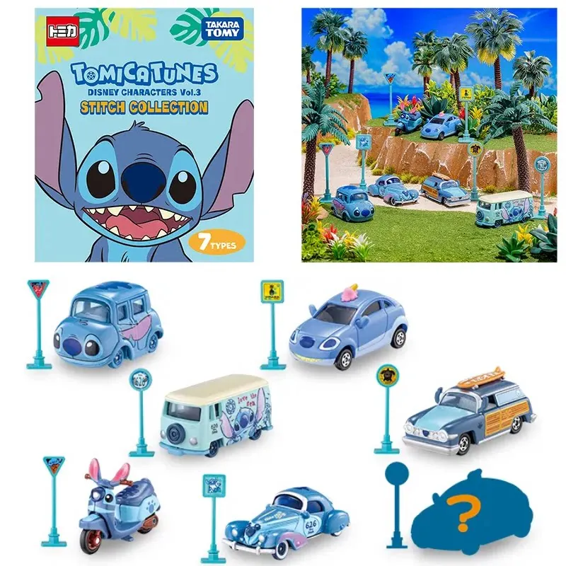 Takara Tomy Stitch Blind Box Alloy Car Model Cartoon Collectible Decoration Desktop Display Ornament