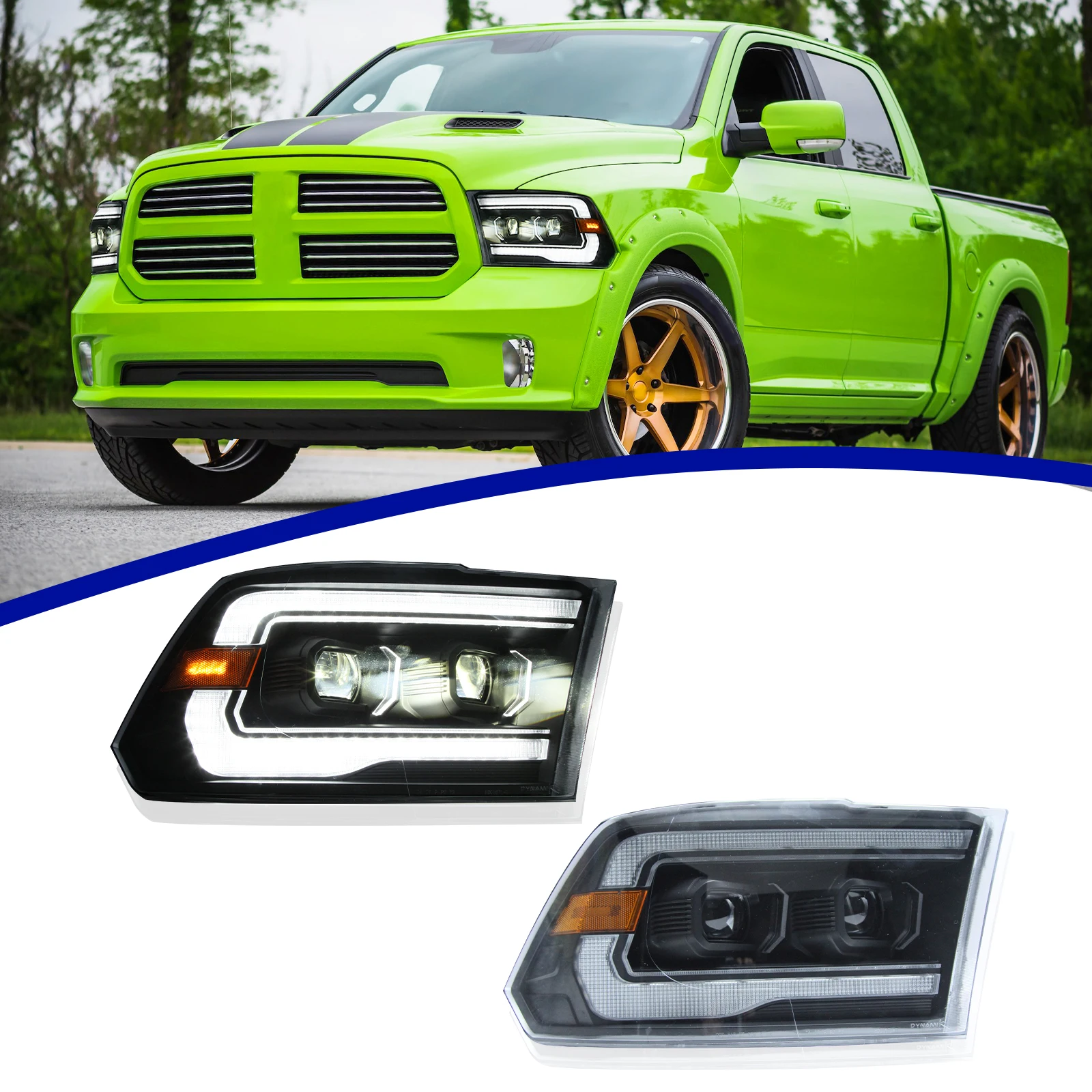 

Заводские светодиодные фары для 2009-2018 Dodge RAM 1500, 2013-2018 Dodge RAM 1500 2500 Фара с последовательным указателем поворота