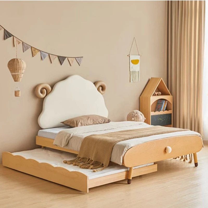 Wood Life Girl Children Beds Princess Boys Telescopic Splicing Pulling Drag Children Beds Cama Infantil Bedroom Furniture QF50TC