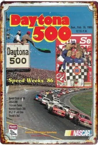 1pc Daytona 500 Speedweek Stock Car Race All Metal Tin Sign  8x12