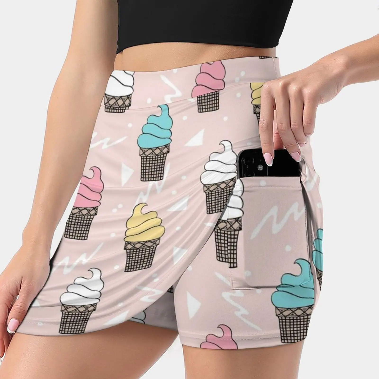 

Ice Cream Sweet Treat Dessert Pattern By Andrea Lauren Women's skirt Mini Skirts A Line Skirt With Hide Pocket Ice Cream Sweet