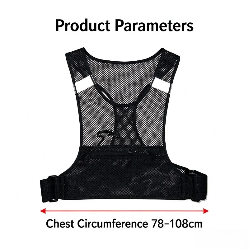 1Pc Lightweight Reflective Breathable Running Vest Chest Pack Adjustable Sports Vest for Outdoor Running Cycling Hiking Fitness