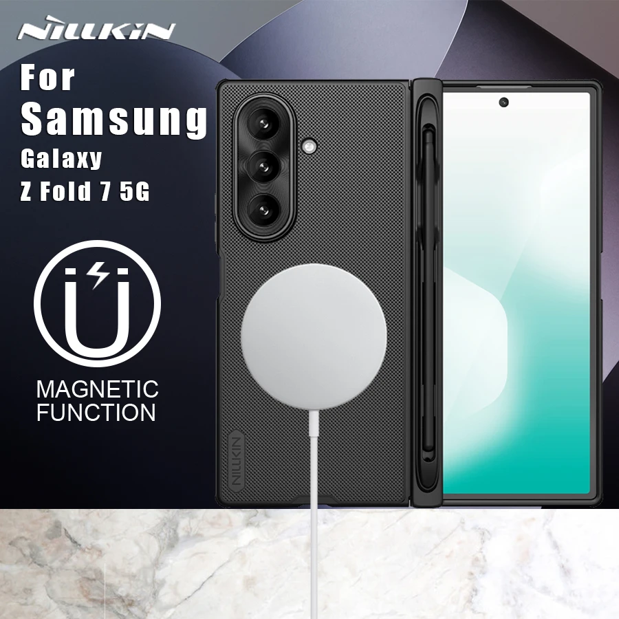 

Nillkin For Samsung Galaxy Z Fold 7 5G Magnetic Case Super Frosted Shield Prop with Customs S-Pen version Cover Protection