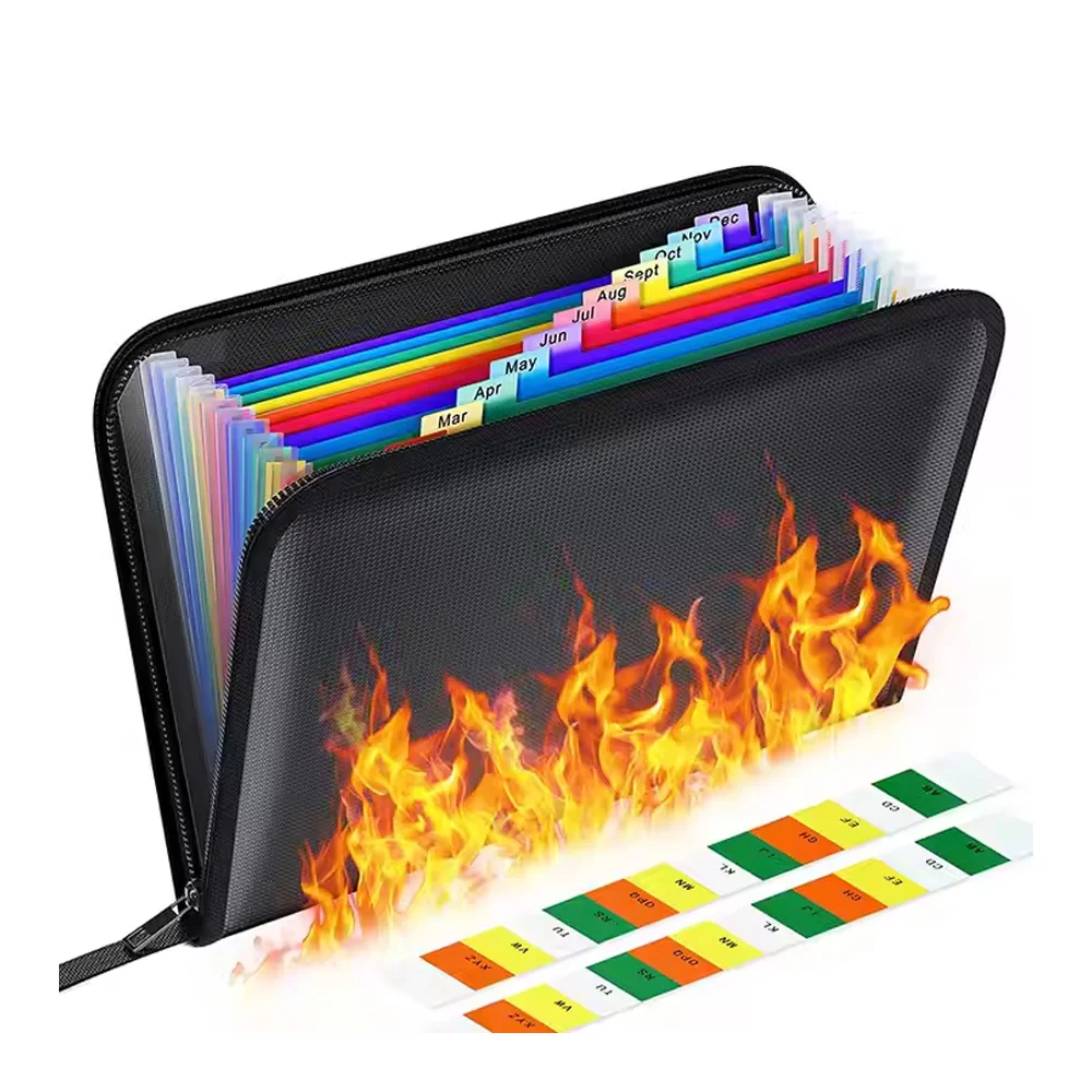 

Folder Fireproof Waterproof File Organizer Bag 12 Compartment Expanding Folder Protect Valuable Documents Contract