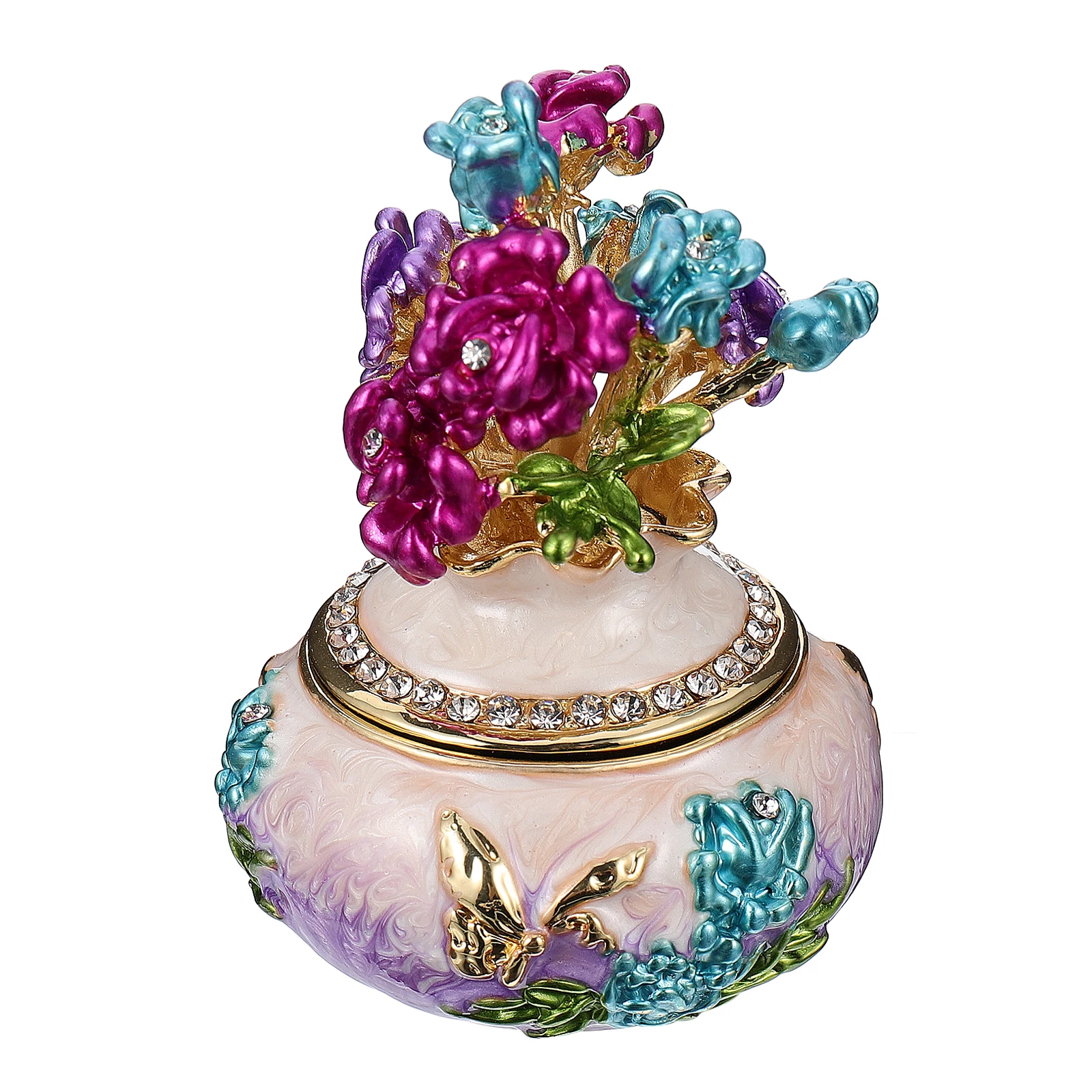 

Enamel Jewelry Box Vintage Holder High Grade Organizer Ring Bracelet Storage Safe Metal Material Delicate Design Perfect Gift
