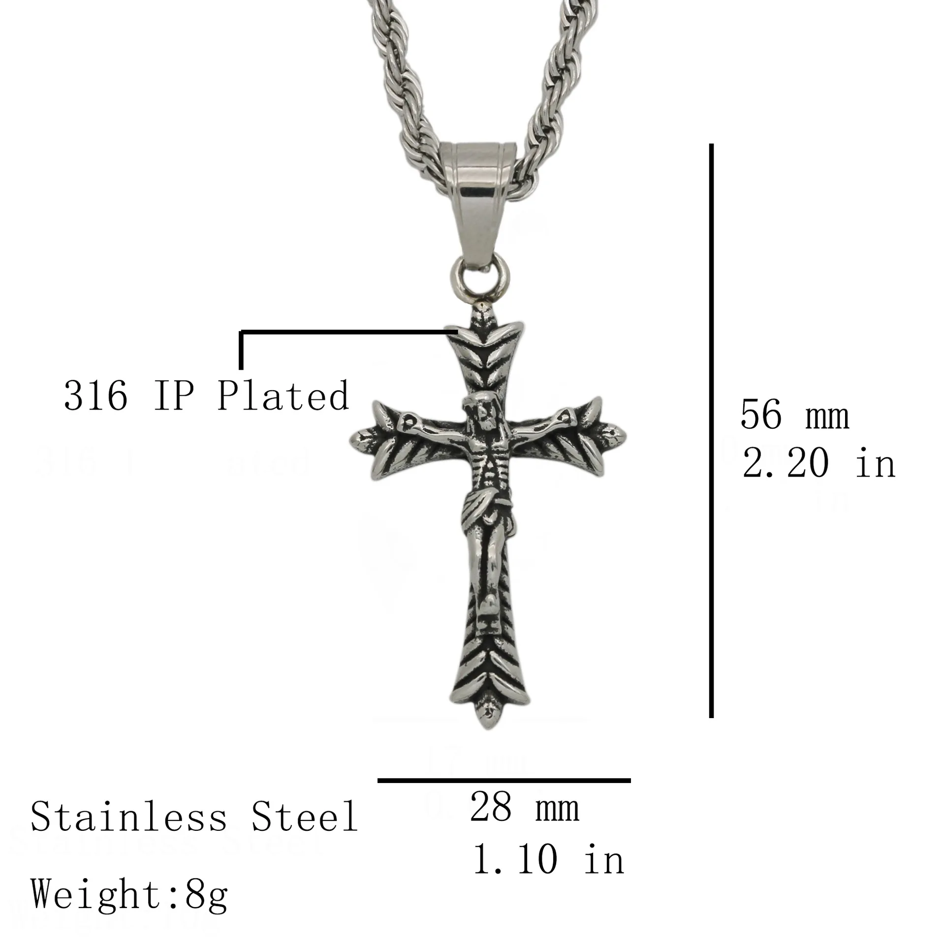 2025 Novo colar de Jesus St. Benz Nick Cross Retro Amuleto Pingente Pingente de aço inoxidável