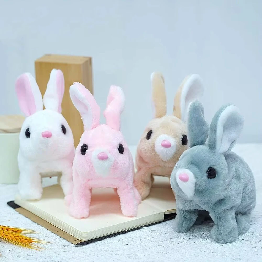 Simulated Bunny Plush Doll Long Ears Walks and Makes Sounds Electric Rabbit Plush Toy Electric Unique