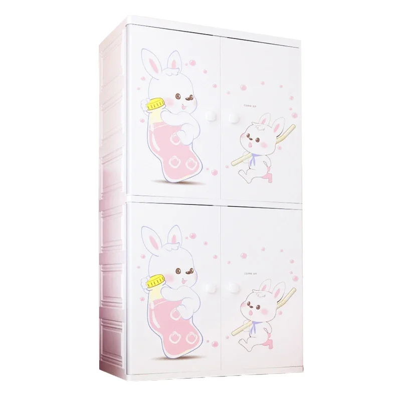 

'Plastic Wardrobes for Children Portable Organizer Storage Cabinet Closet Kids' Cabinets Modern Cute Animal Design Big Cupboard