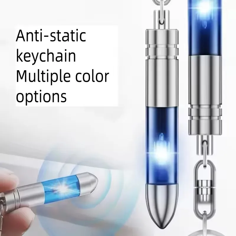 Portable Car Anti-static Key Rings Electrostatic Eliminator Discharger Static Rod Illuminated Key Chain Car Accessories