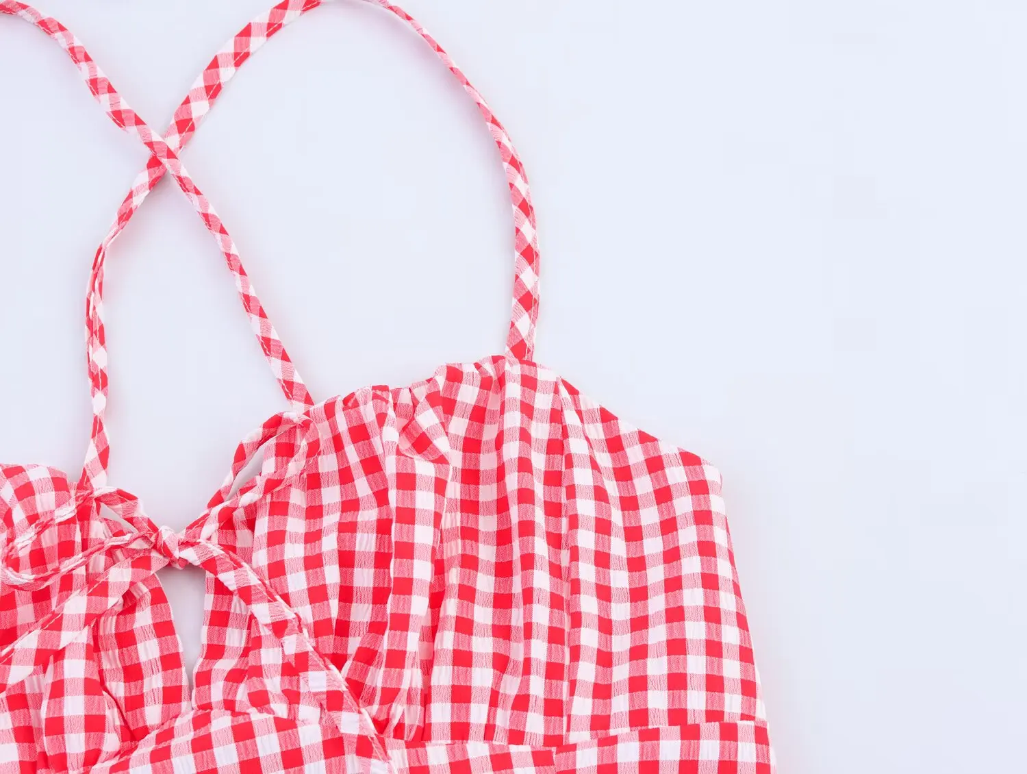 2025년 패션 여성 여름 신상 유럽 및 미국 스타일 기품 있는 다용도 체크 무늬 백리스 미디 드레스