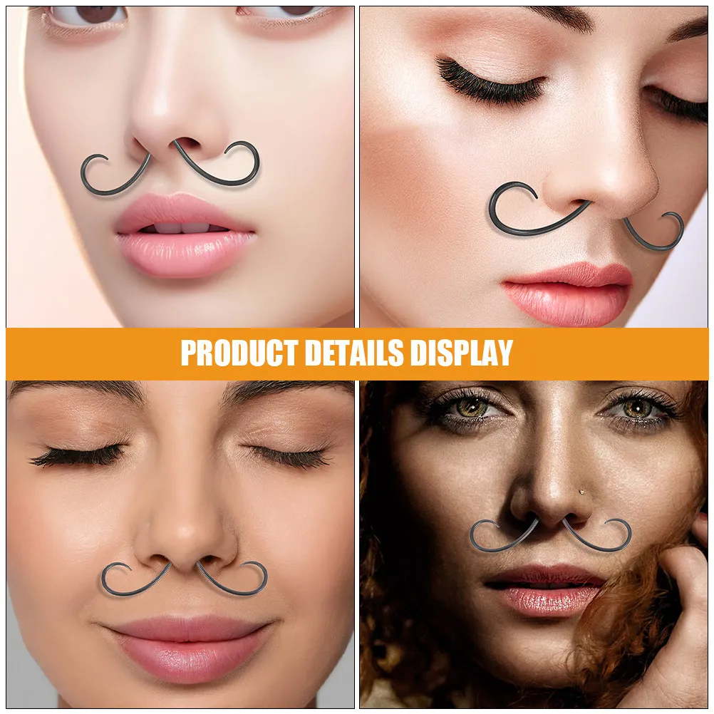 2Pcs Mustache Septum Nose Ring Stainless Steel Cool Septum Piercing Jewelry for Men Women Party Prop Festive Casual Stylish Look