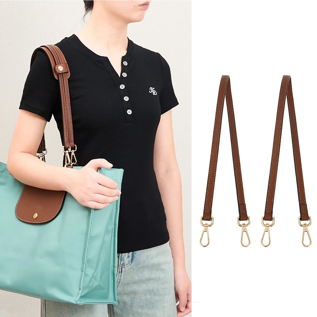 2Pcs Bag Strap For LONGCHAMP Cabas Tote Bag Leather Shoulder Strap Set Transformation Crossbody Strap Bag Accessories