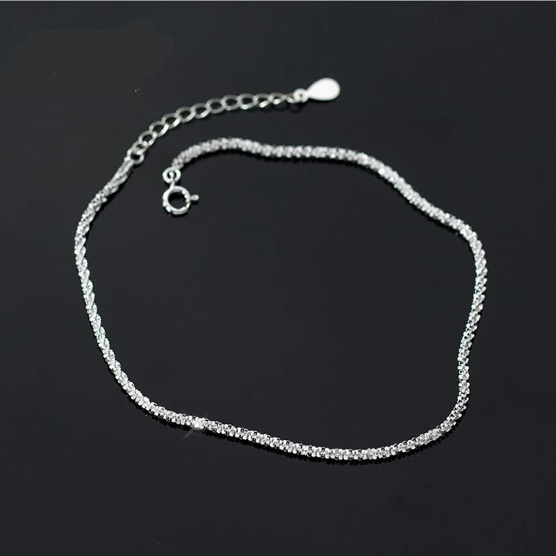 Minimalist 100% 925 Sterling Silver Fashion Babysbreath Chain Anklets For Women Wedding Silver 925 Jewelry Gift DA985