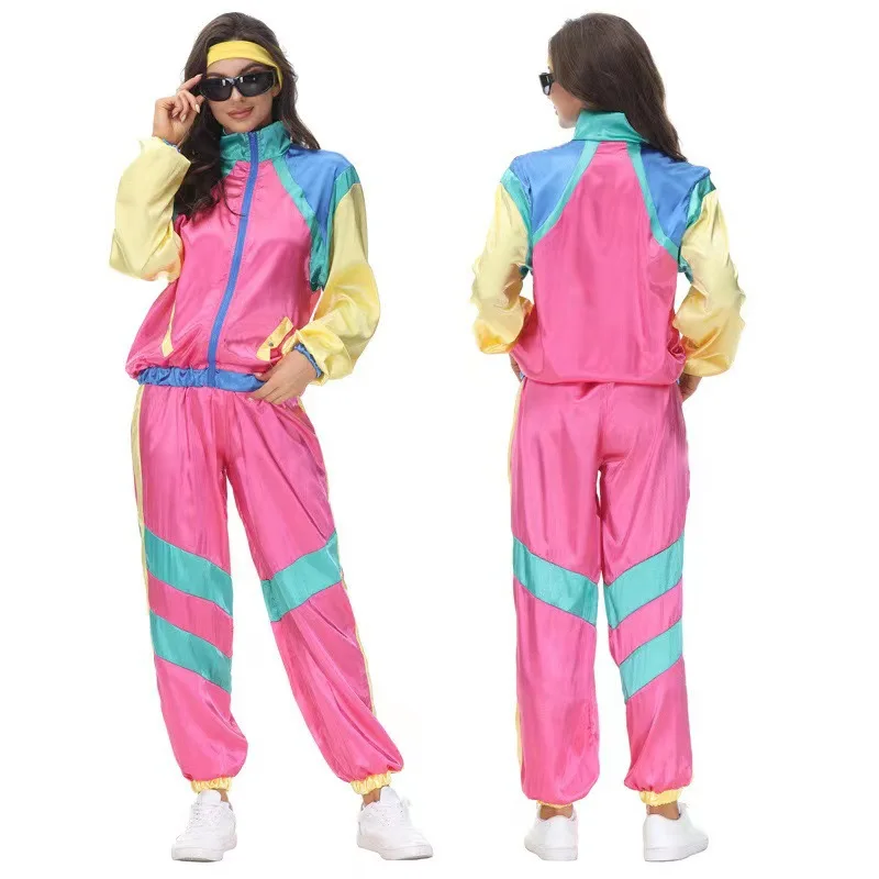 2024 New and Popular Mens 80s Disco Retro Trendy Party Performance Clothing 80s Clothing Sportswear Shell Suit for People