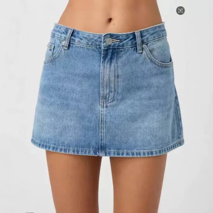 jupe courte en jean femme taille mi-haute coupe ajustée élastique