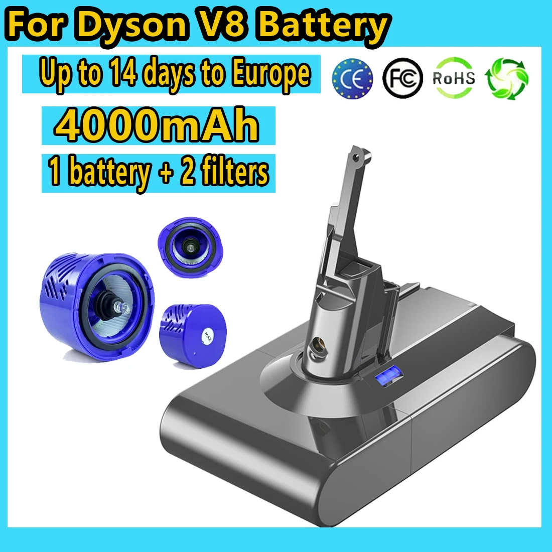 

Powtree 6000mAh 21.6V For Dyson V8 Battery Absolute V8 Animal Li-ion SV10 Vacuum Cleaner series Rechargeable batteries