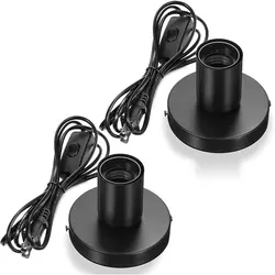 Base de lampe de bureau en métal noir, support d'ampoule à vis E26, pince, interrupteur marche-arrêt, prise pour tenir l'ampoule, 2 pièces