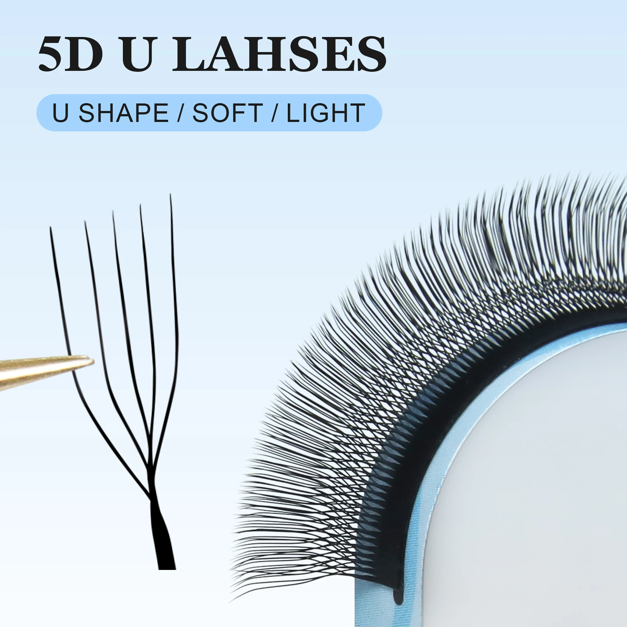 

GLAMLASH 5D U-Shaped Eyelash Extensions New U Shape W Lashes Natural Premade Volume Fan Lashes Faux Mink Eyelashes for Makeup