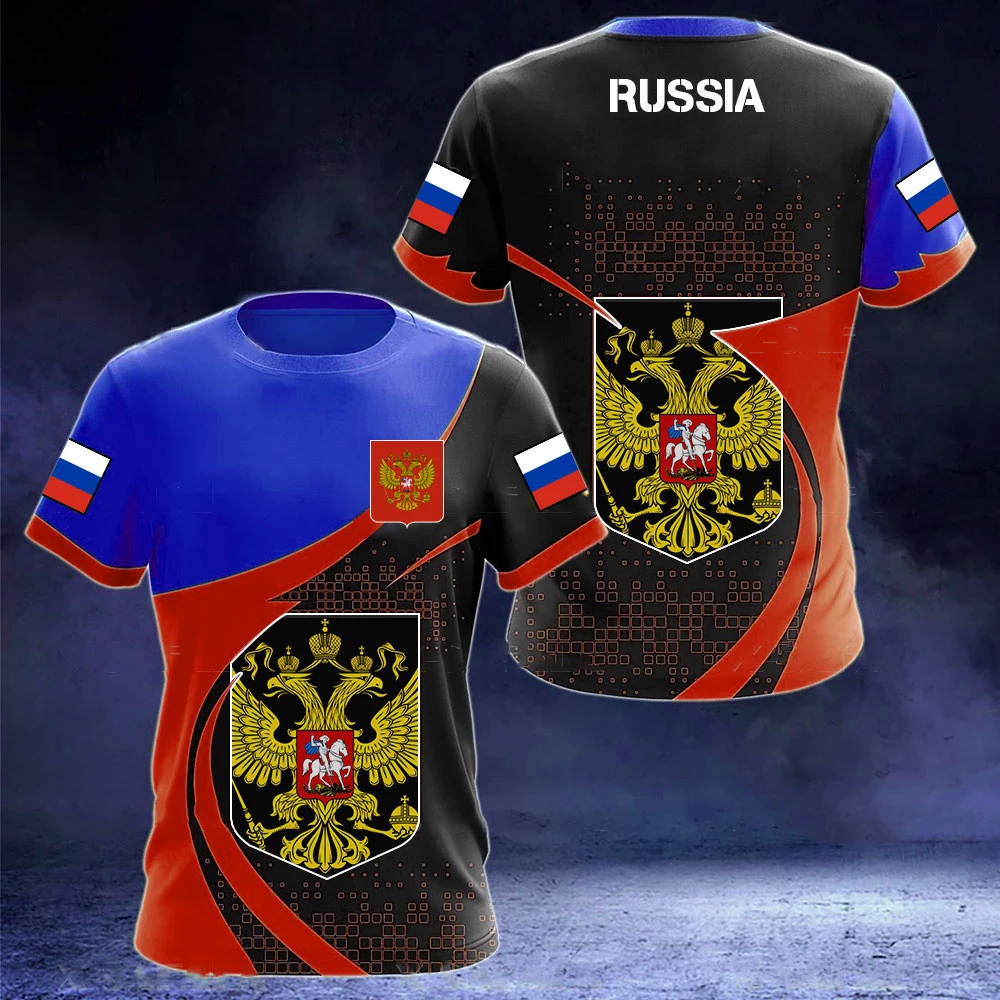 Russia Flag National Emblem 3D Print T-Shirt Men Women Fashion Streetwear Oversized Short Sleeve T Shirts Man Tees Tops Clothing