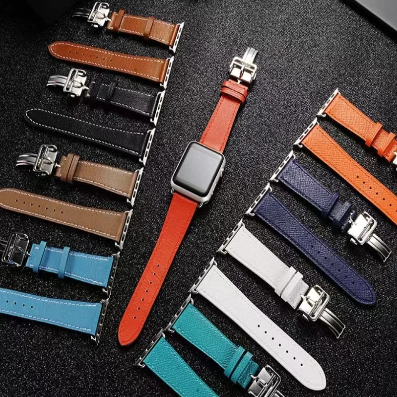 Genuine Leather Strap For Apple Watch Band 45mm 44mm 42mm 46mm 41mm 49mm Bracelet Wristband iWatch Ultra 10 9 8 7 6 5 4 SE Belt