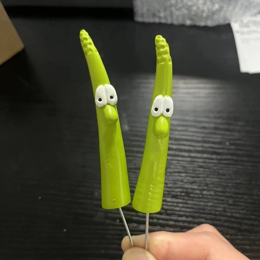 2 pezzi creativi di piante di bambù artigianali fatti a mano espressione carina tiro di bambù pali da giardino artigianato in resina verde