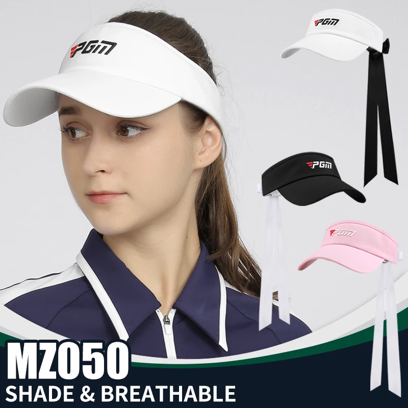 Pgm Women Topless Golf Sun Visor Bowknot Baseball Cap Ladies Top Empty Tennis Golf Cap Running Sun Protection Sun Hat Adjustable