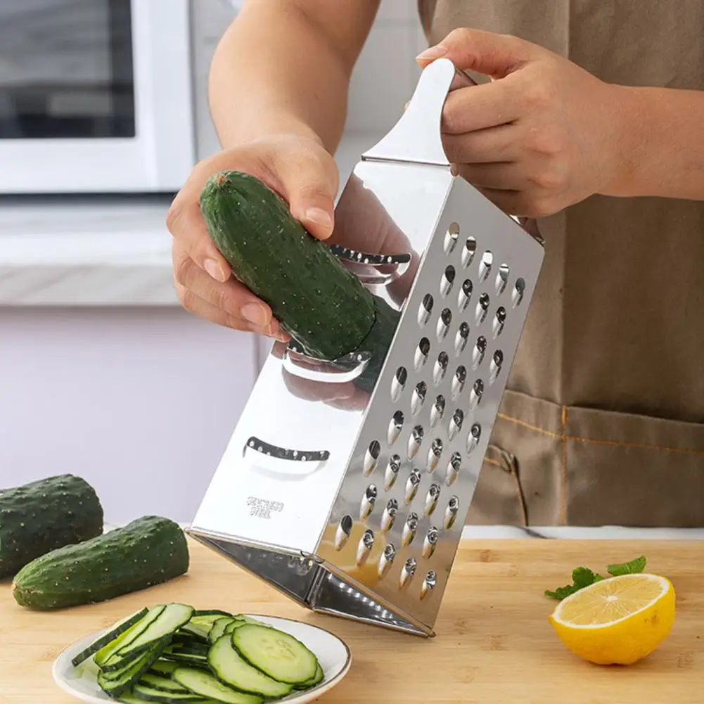 9 Inch 4 Sides Vegetable Grater Stainless Steel Sharp Blade Parmesan Cheese Ginger Carrot Box Grater Professional Kitchen Gadget